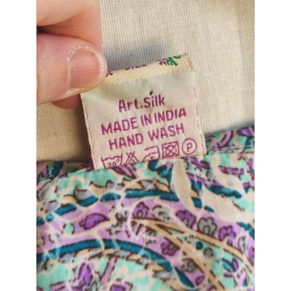 Paisley Silk Blend Boho Fairy Maxi Midi Dress Tassel Hippie Festival One Size - Picture 7 of 8